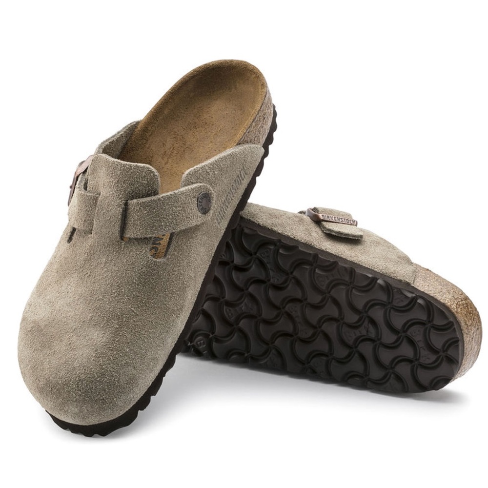 Birkenstock Boston Suede Leather Taupe Clogs